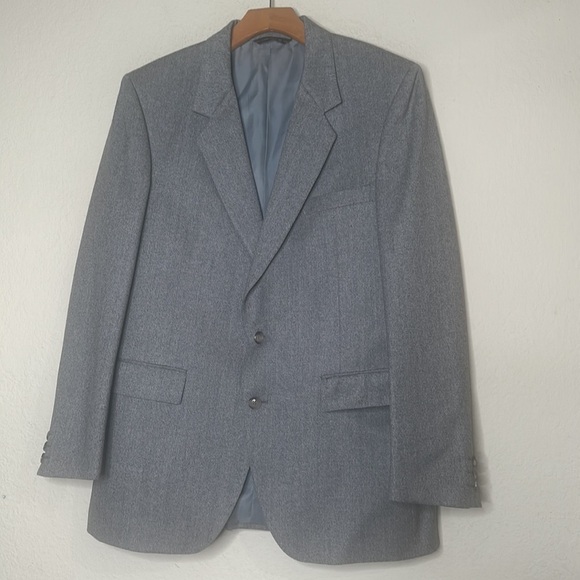 VTG Australia 100% Wool Eagles Clothes Two Button Blazer Chevron Gray Large - Picture 4 of 13